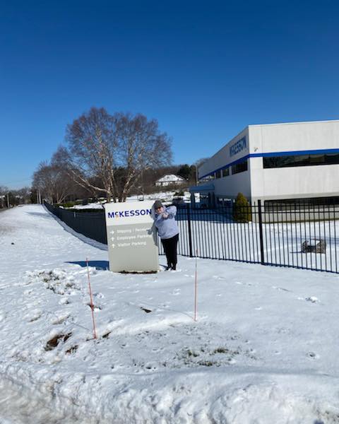 Ice storm around commercial buildings